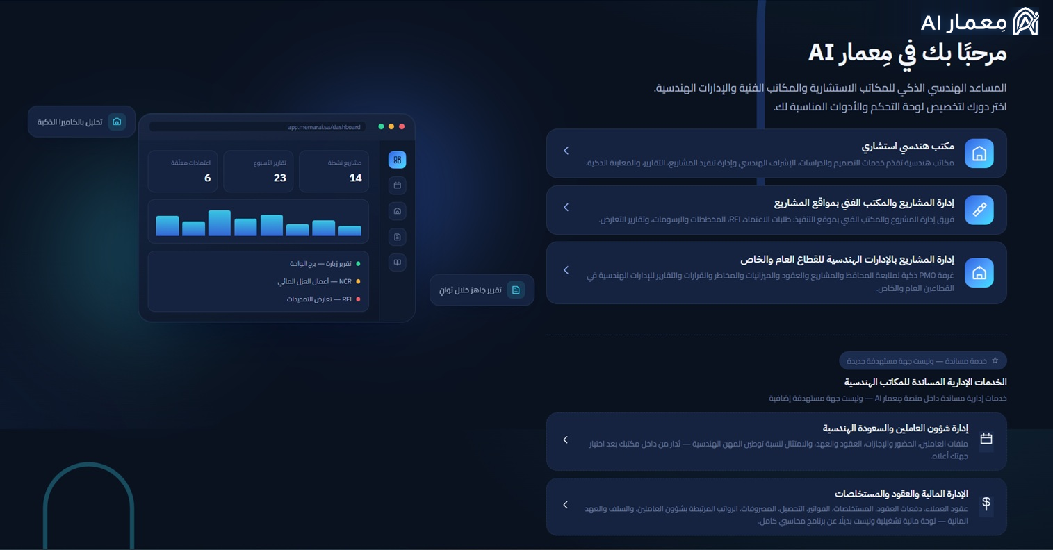 واجهة منصة معمار AI العربية